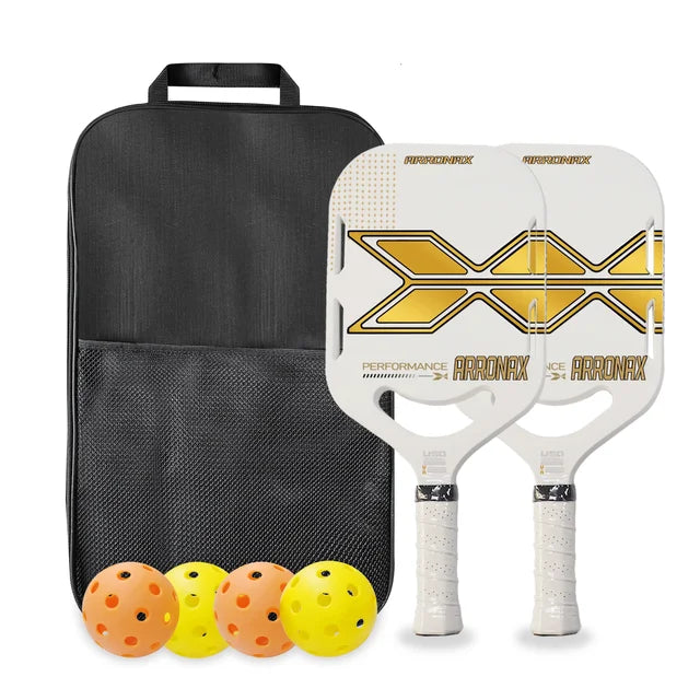 Pickleball Paddles, Carbon Fiber Surface with High Spin & Power, Edgeless Design Elongated Handle Power Paddles USAPA Approved