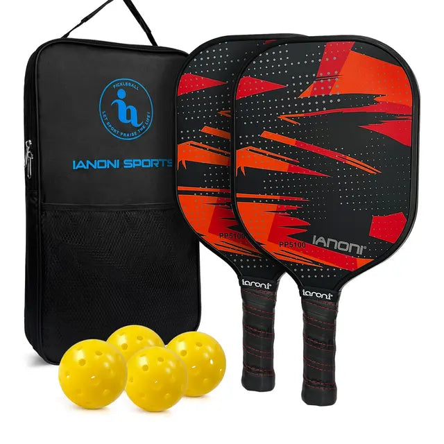 IANONI Pickleball Paddles, Fiberglass Surface Pickleball Set with 2 Pickleball Rackets,4 Pickleball Balls,1 Portable Car