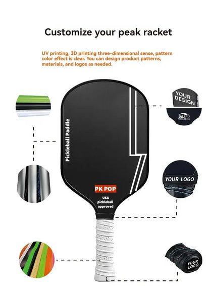 T700 Raw Carbon Fiber Pickleball Paddle Spin Textured Surface With Foam Edge Ergonomic Grip