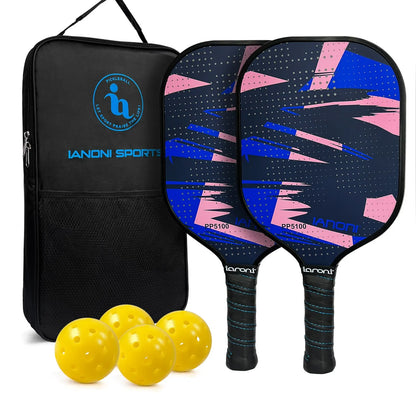 IANONI Pickleball Paddles, Fiberglass Surface Pickleball Set with 2 Pickleball Rackets,4 Pickleball Balls,1 Portable Car