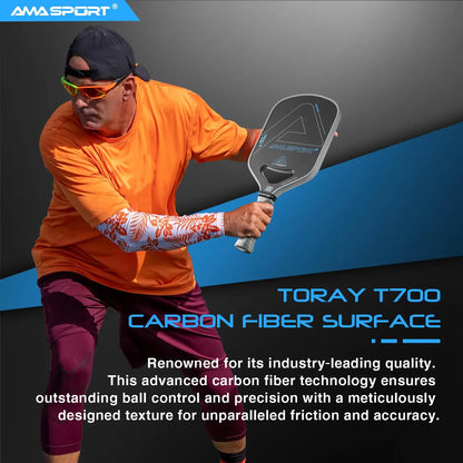 AMASPORT Pickleball Paddle with T700 Carbon Fiber Dynamic Air Throat Foam Injected Walls 16mm Thermoformed PickleBall Racket