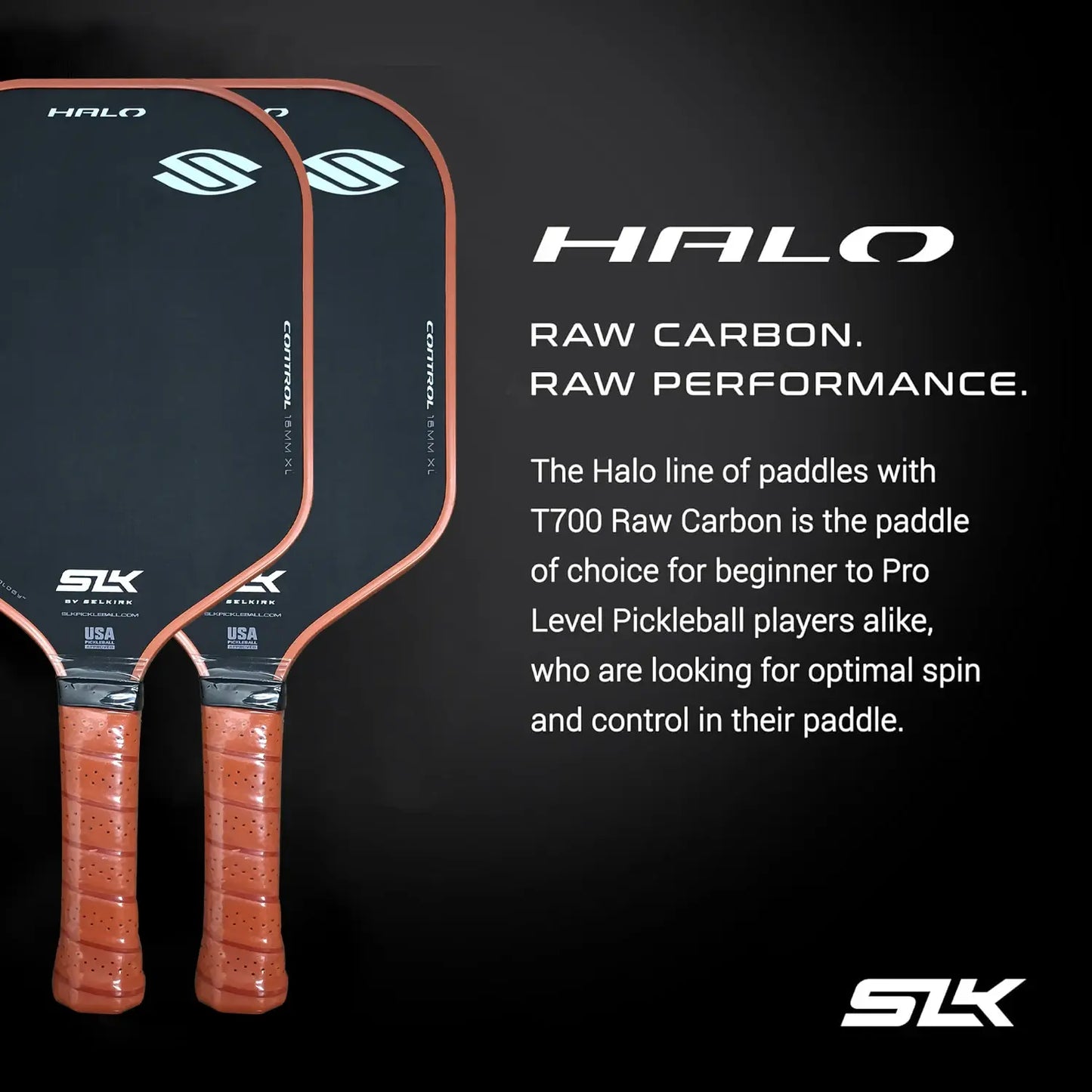 SLK Control MAX XL Pickleball Paddle Raw Carbon Fiber Pickleball Paddle with a -Core Power Polymer Core |The Pickleball