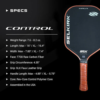 SLK Control MAX XL Pickleball Paddle Raw Carbon Fiber Pickleball Paddle with a -Core Power Polymer Core |The Pickleball