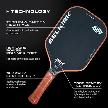 SLK Control MAX XL Pickleball Paddle Raw Carbon Fiber Pickleball Paddle with a -Core Power Polymer Core |The Pickleball