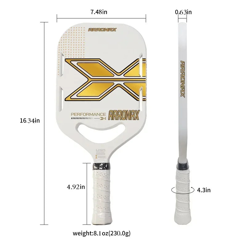 Pickleball Paddles, Carbon Fiber Surface with High Spin & Power, Edgeless Design Elongated Handle Power Paddles USAPA Approved