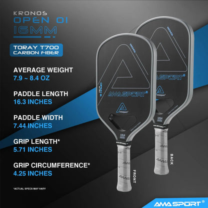 AMASPORT Pickleball Paddle with T700 Carbon Fiber Dynamic Air Throat Foam Injected Walls 16mm Thermoformed PickleBall Racket